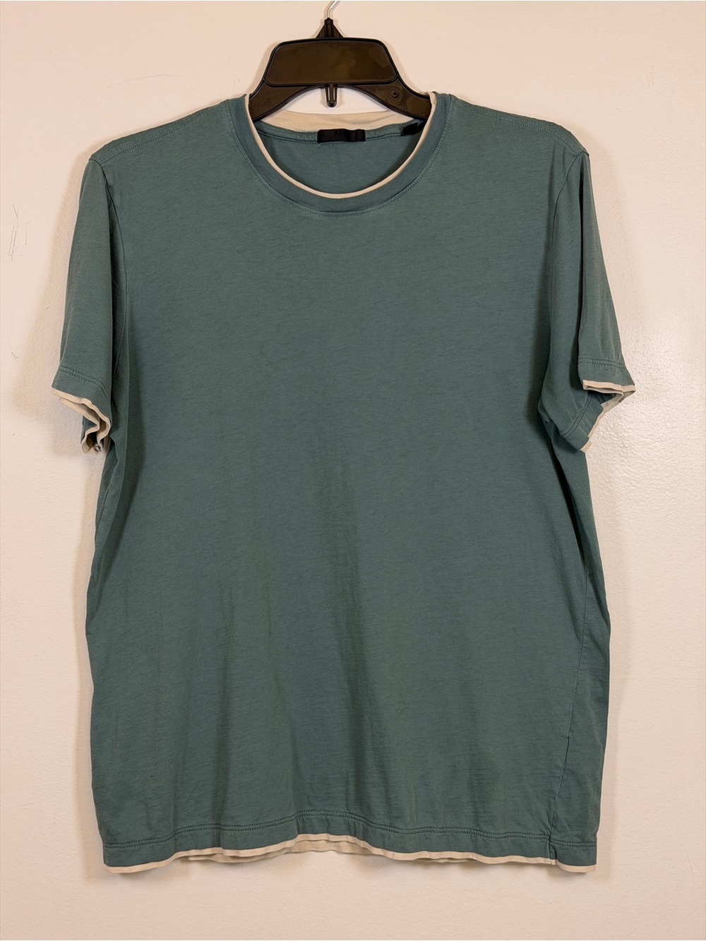 ATM Anthony Thomas Melillo 100% Cotton Contrast Double Trim Tee Green M